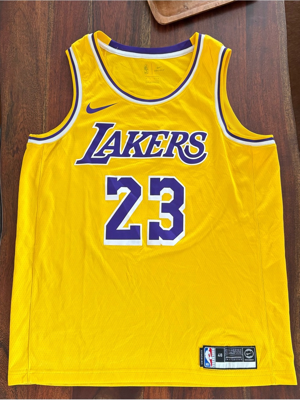 Nike Yellow Lakers #23 LeBron James Swingman Jersey Size 48